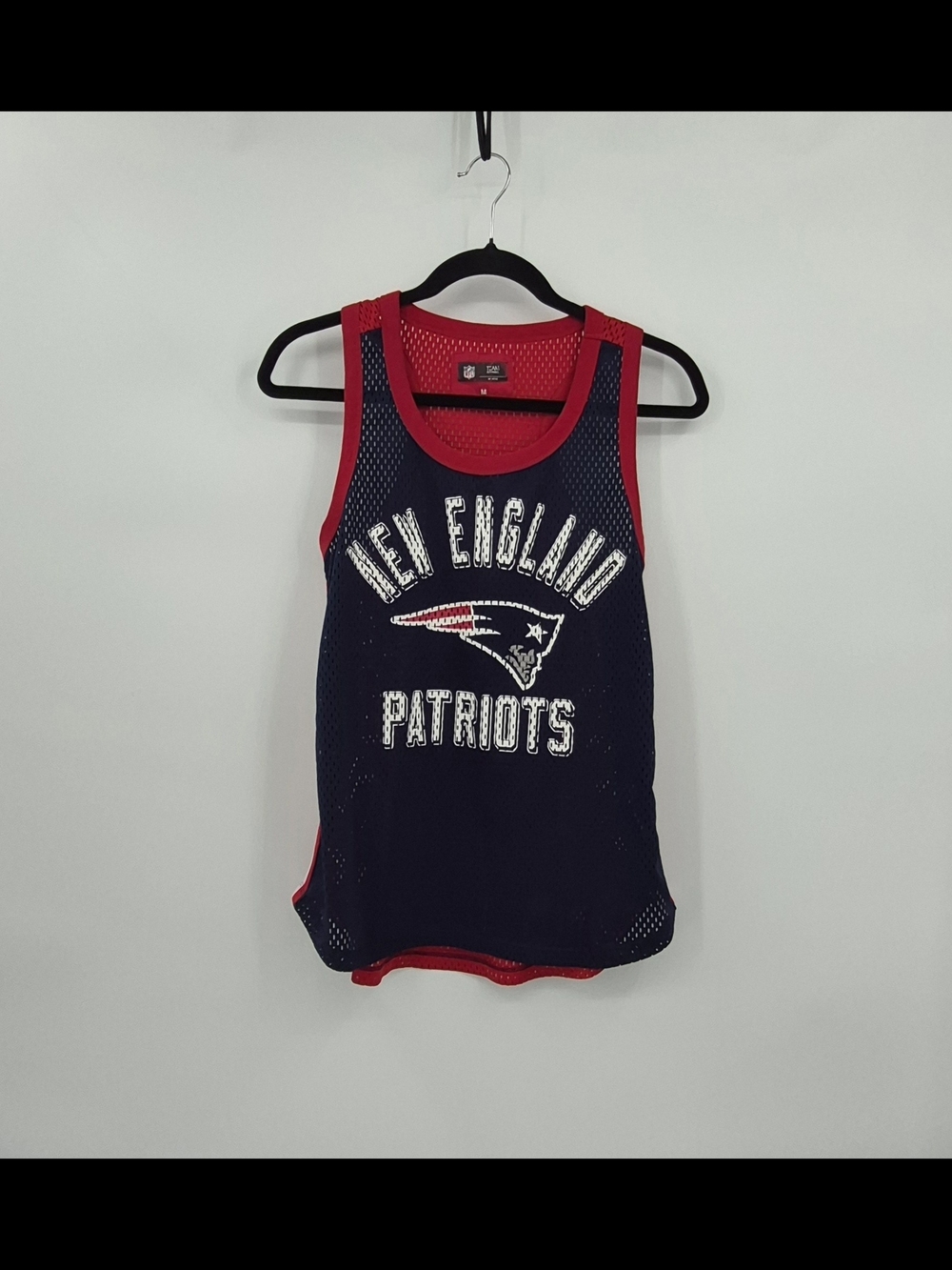 Women NFL Patriots Racerback Tank Top Jersey Size Med Navy Blue/Red NFL Apparel